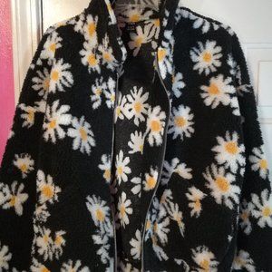 Daisy print faux Sherpa jacket